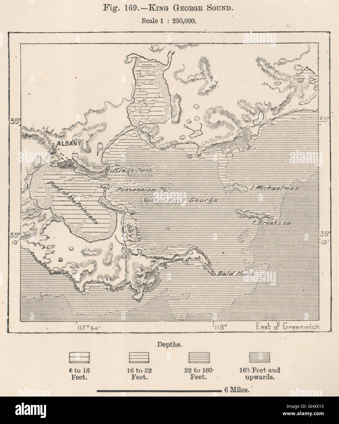 King George Sound. Australien, 1885 Antike Landkarte Stockfoto