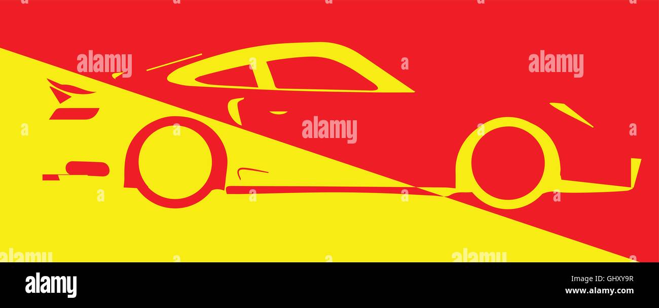 Ein schnelles Auto in abstrakte Muster in rot und gelb Stock Vektor