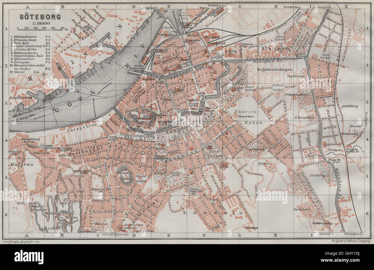 Gothenburg Goteborg Antiken Stadt Stadt Stadsplan Schweden Karta 1909 Alte Karte Stockfotografie Alamy