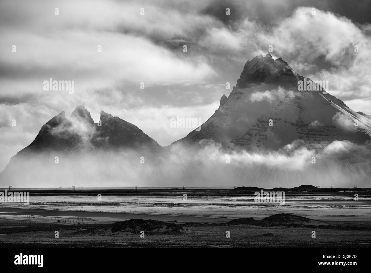 die Berge der Halbinsel Stokknes, Ost-Island Stockfoto