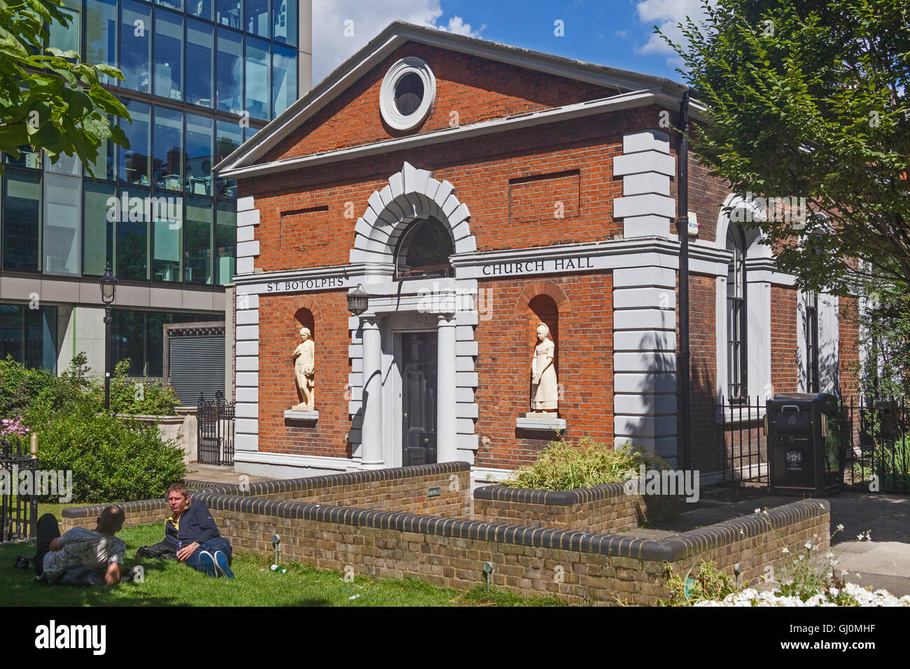 Stadt der Londoner St. Botolph's Kirche Halle auf dem Gelände der St Botolph-ohne-Bishopsgate Stockfoto