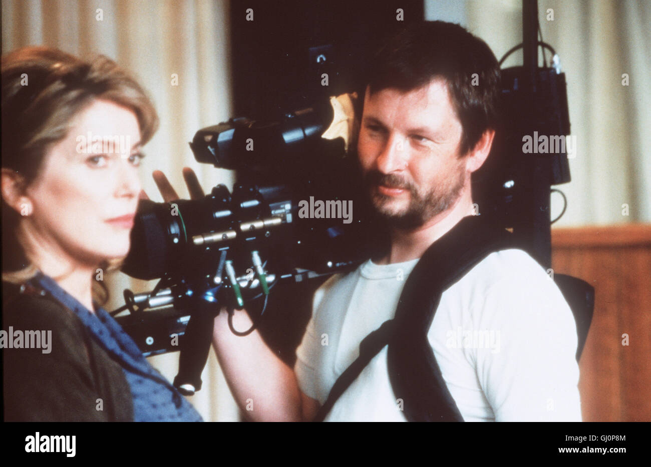 Tänzerin IN der dunklen DK 2000 - Lars von Trier CATHERINE DENEUVE Film Regisseur LARS VON TRIER am Set. Regie: Lars von Trier aka. Dancer in the Dark Stockfoto