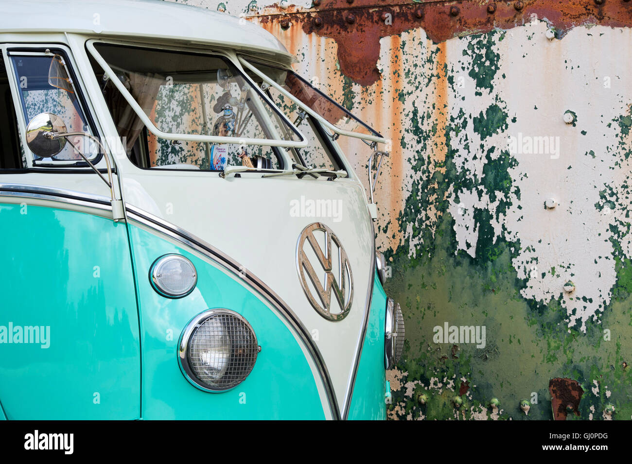 1966 VW Split Screen Volkswagen Wohnmobil. Heritage Center in Bicester, Oxfordshire, England Stockfoto