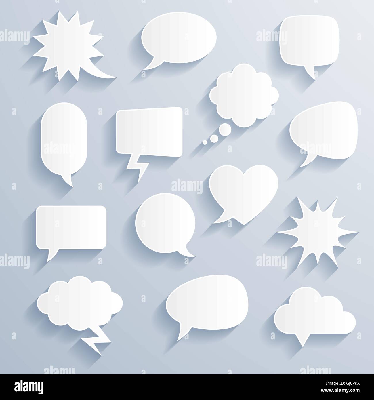 Satz von lustig Vektor schattigen Comic-Ballons in verschiedenen Formen Stock Vektor