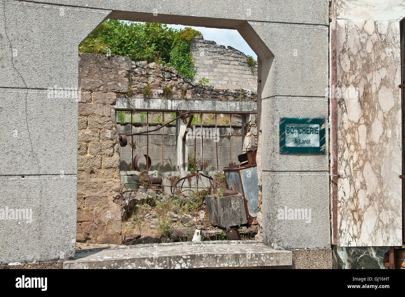 Das Dorf Oradour-sur-Glane in der Haute-Vienne in zuvor von den Nazis besetzten Frankreich, am 10. Juni 1944 zerstört, wenn 642 seiner Bewohner kille Waren Stockfoto