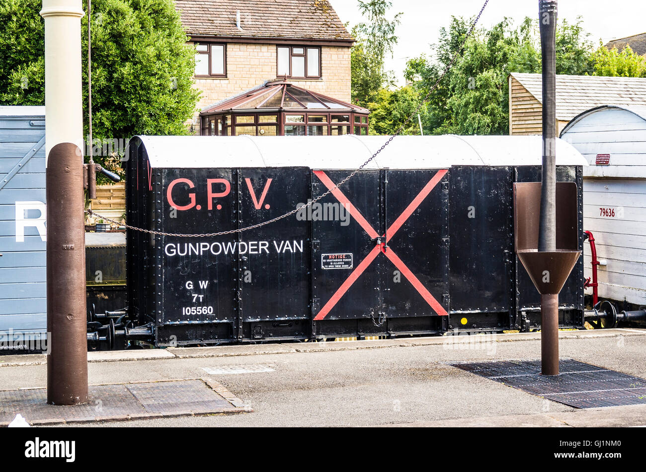 Eine seltene van entworfen für den Transport von Schießpulver auf der Schiene im UK Stockfoto