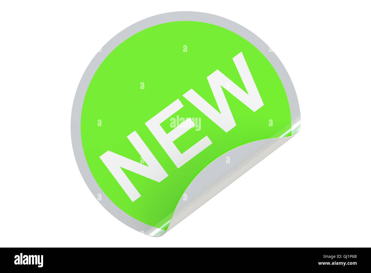 Neue Kreis-Aufkleber, Verkauf und Discount-Konzept. 3D-Rendering Stockfoto