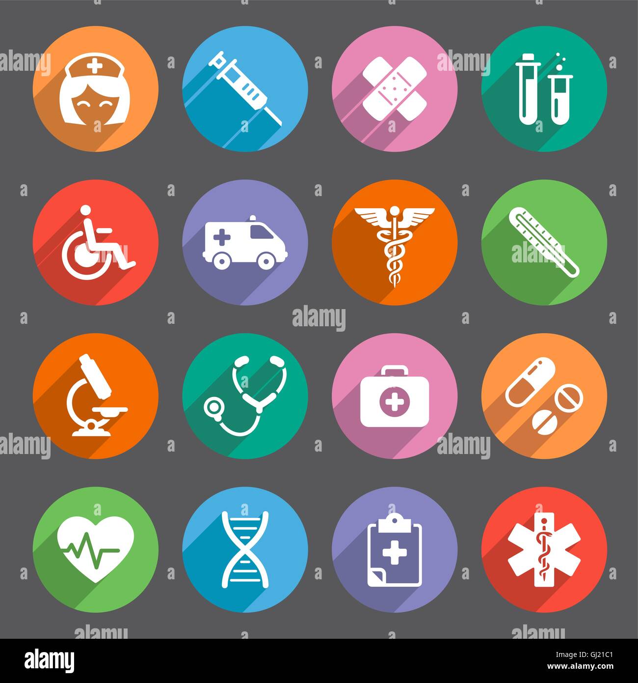 Ein nettes Symbol mit vielen Healthcare themed Symbole gesetzt. Datei ist eps v.10, keine Transparentfolien verwendet. Alle Icons sind vielschichtig und Eige n tum vor Stock Vektor