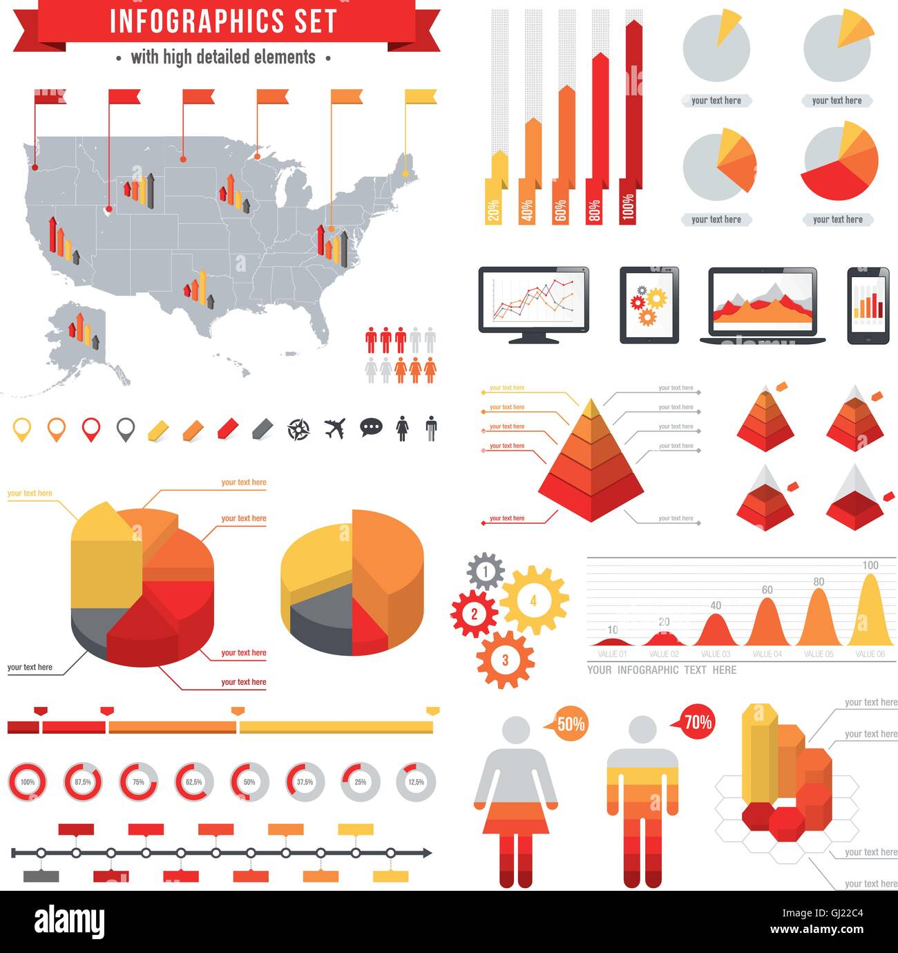 Eine umfassende Vorlage für Infografiken. Stock Vektor