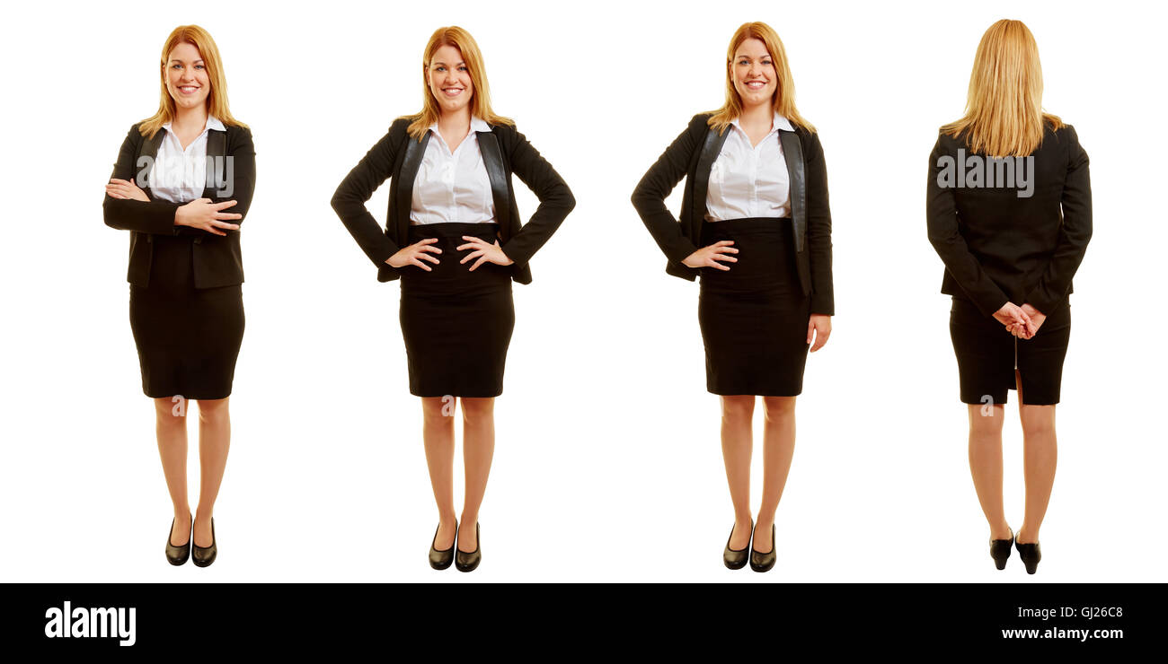 Verschiedene Posen der junge lächelnde Geschäftsfrau im set Stockfoto
