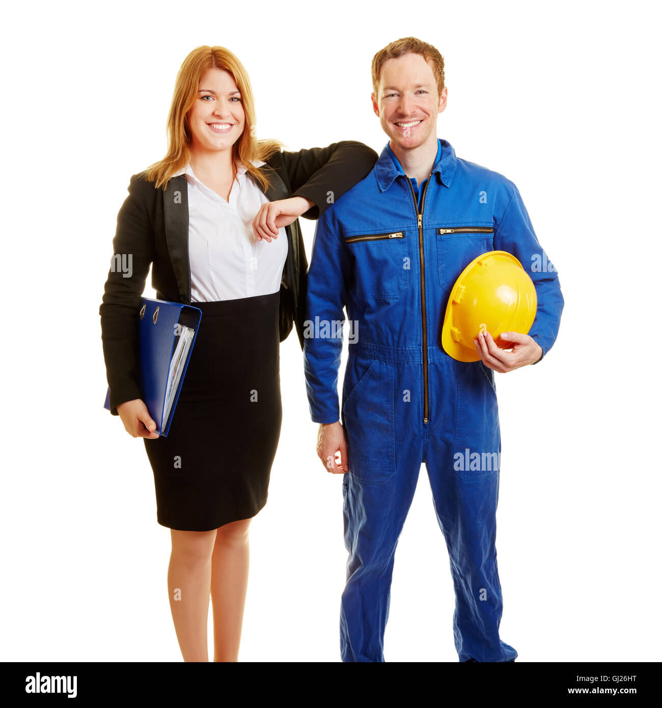 Business-Team eine Geschäftsfrau und ein Arbeitnehmer als ein Team-Work-Konzept Stockfoto