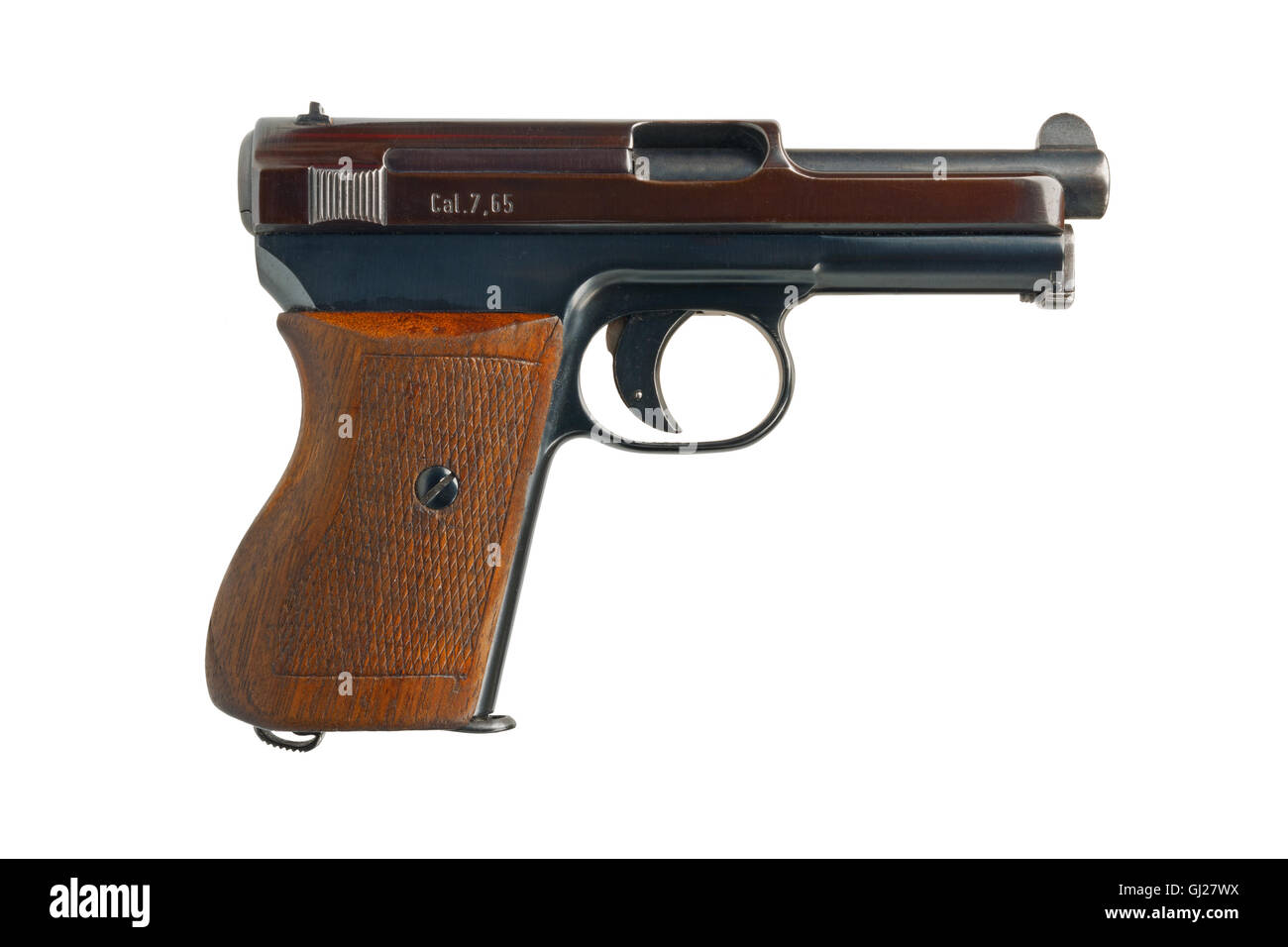 Eine deutsche 7,65 mm halbautomatische Taschenpistole von 1934. Stockfoto