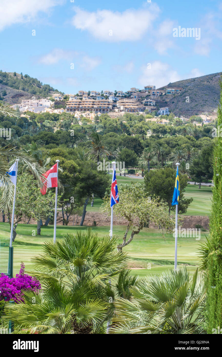 Blick auf La Manga Club Resort, Murcia, Spanien Stockfoto