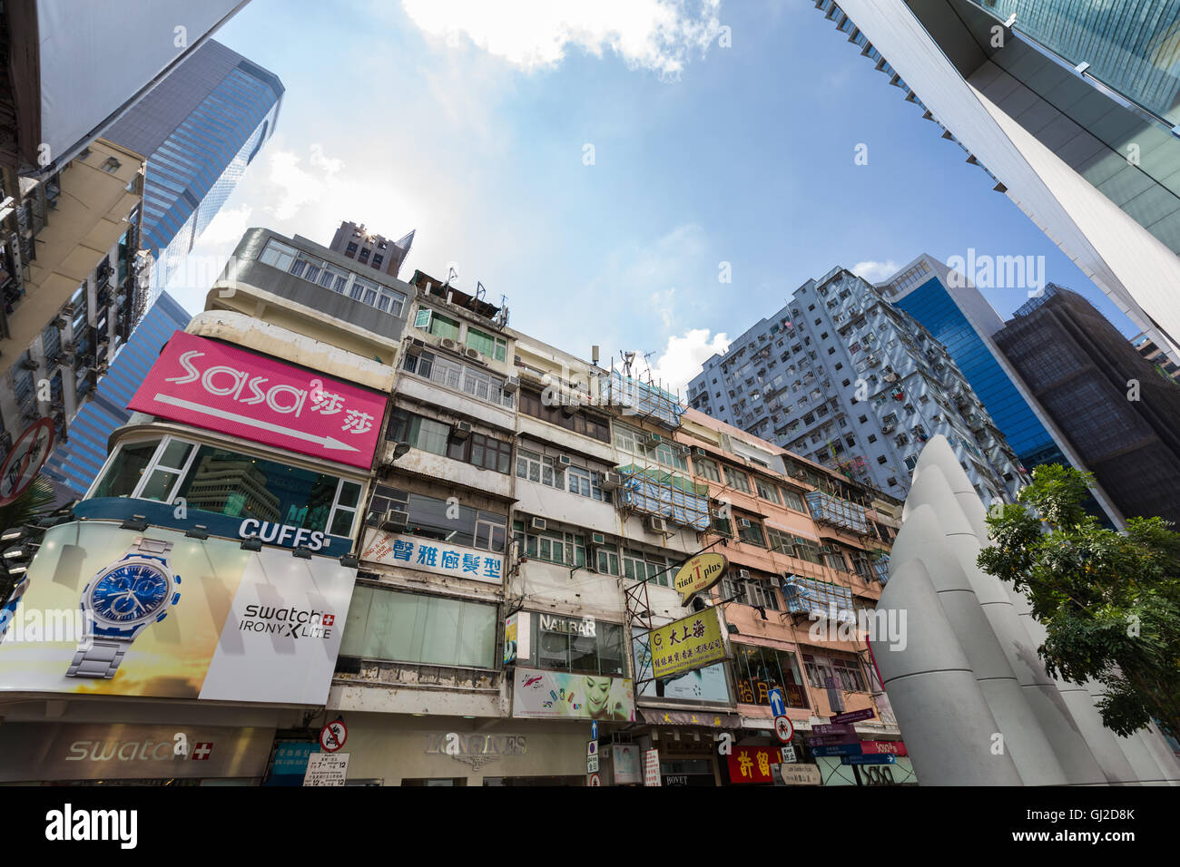 Altbau in Causeway Bay tagsüber, Hong Kong Stockfoto