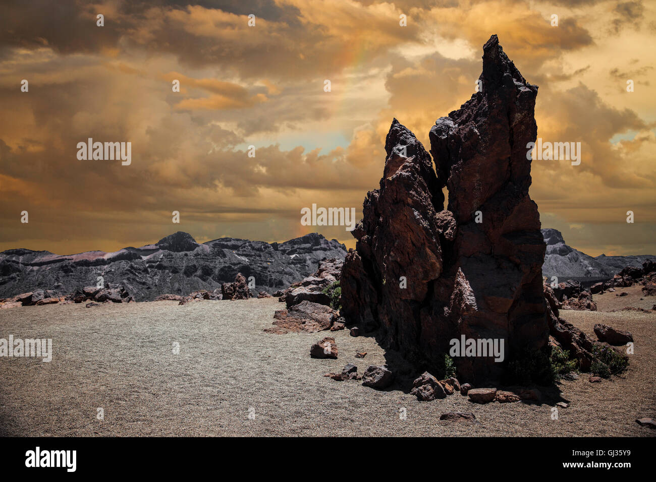 Marslandschaft an den Osthängen der Teide-Nationalpark, Teneriffa, Kanarische Inseln, Spanien Stockfoto