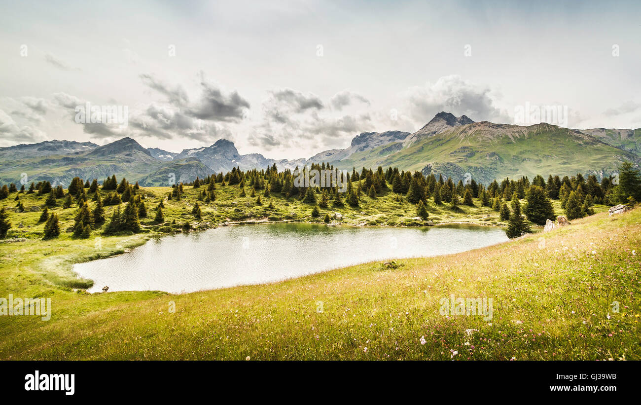 Alp Flix, Lais Blos, Savognin, Symbole, Schweiz Stockfoto