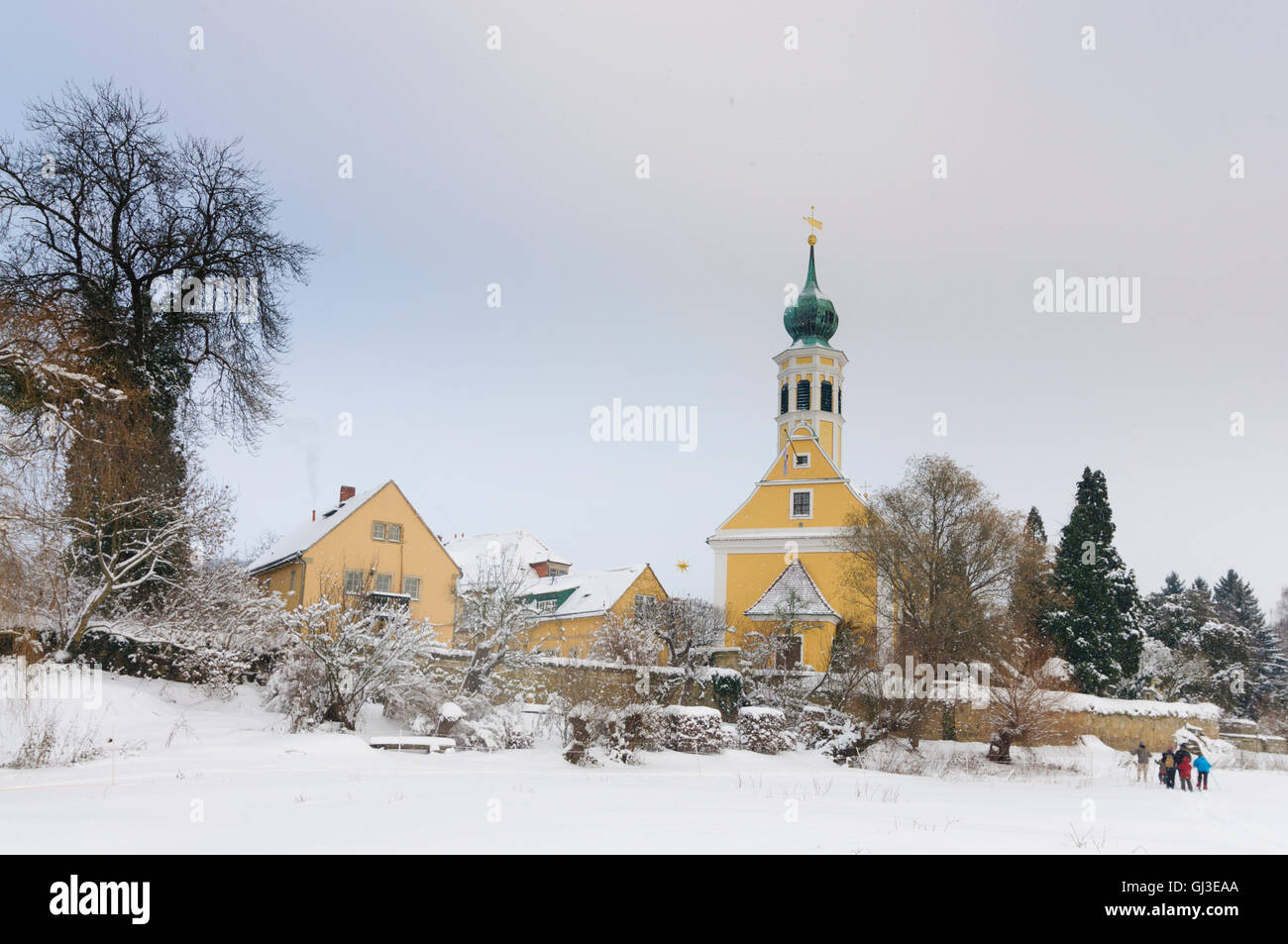 Dresden: Kirche "Maria am Wasser" im Schnee, Deutschland, Sachsen, Sachsen, Stockfoto