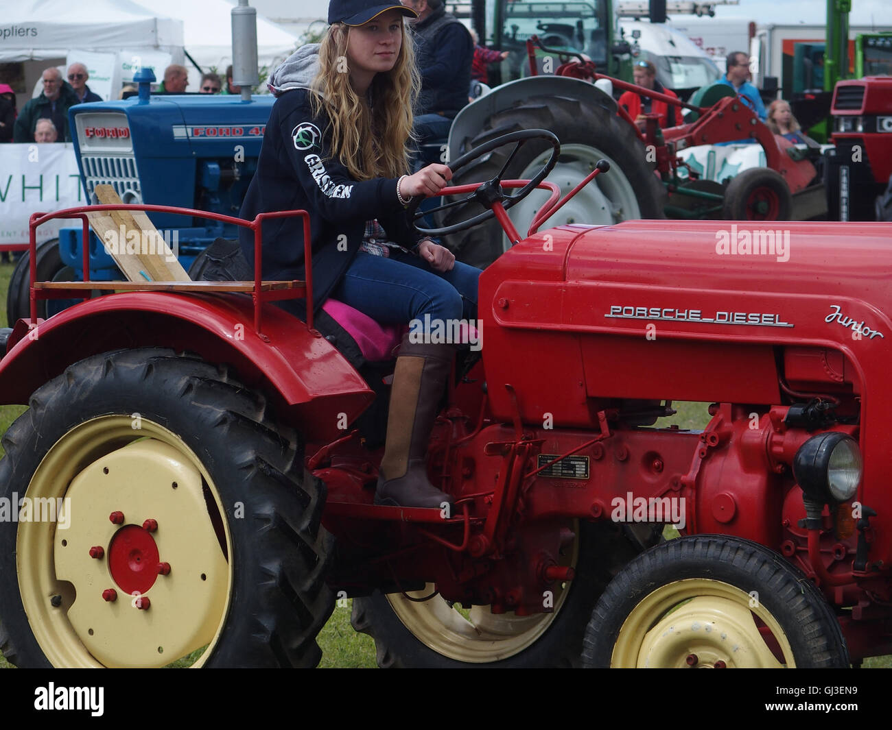 Oldtimer Traktor Display, Main Ring, Haddington Show, East Fortune, East Lothian Stockfoto