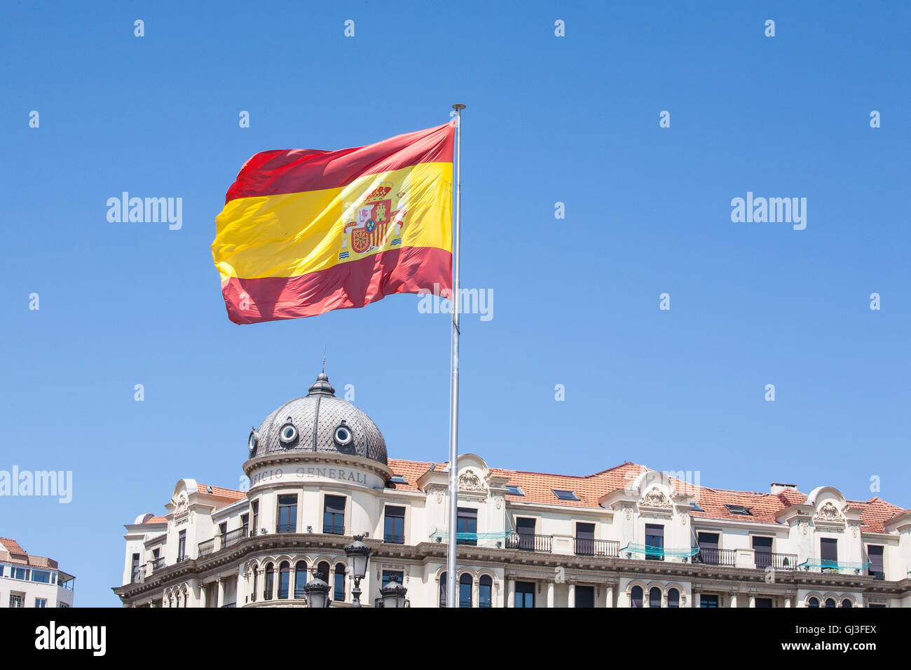 Main, Sitz, Main, Zweig, Büro, von der Bank von Santander, Banco de Santander Fassade. Kantabrien, Spanien, Europa, Europäischen, Stockfoto