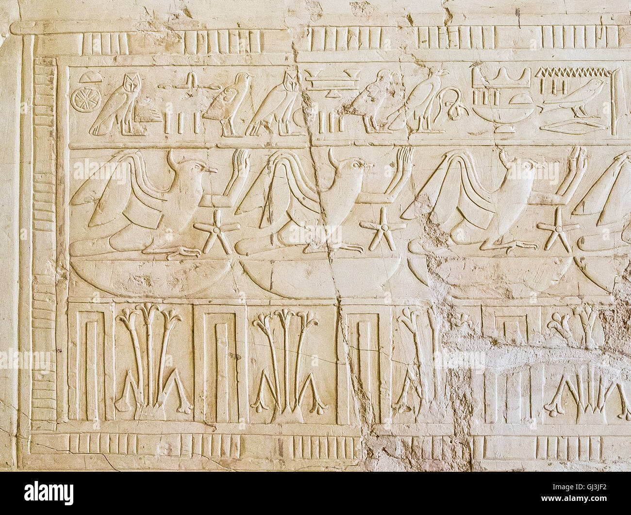 Ägypten, Luxor, Grab von Kheruef, Rekhyt Vögel, Vertreter des Volkes von Ägypten. Stockfoto