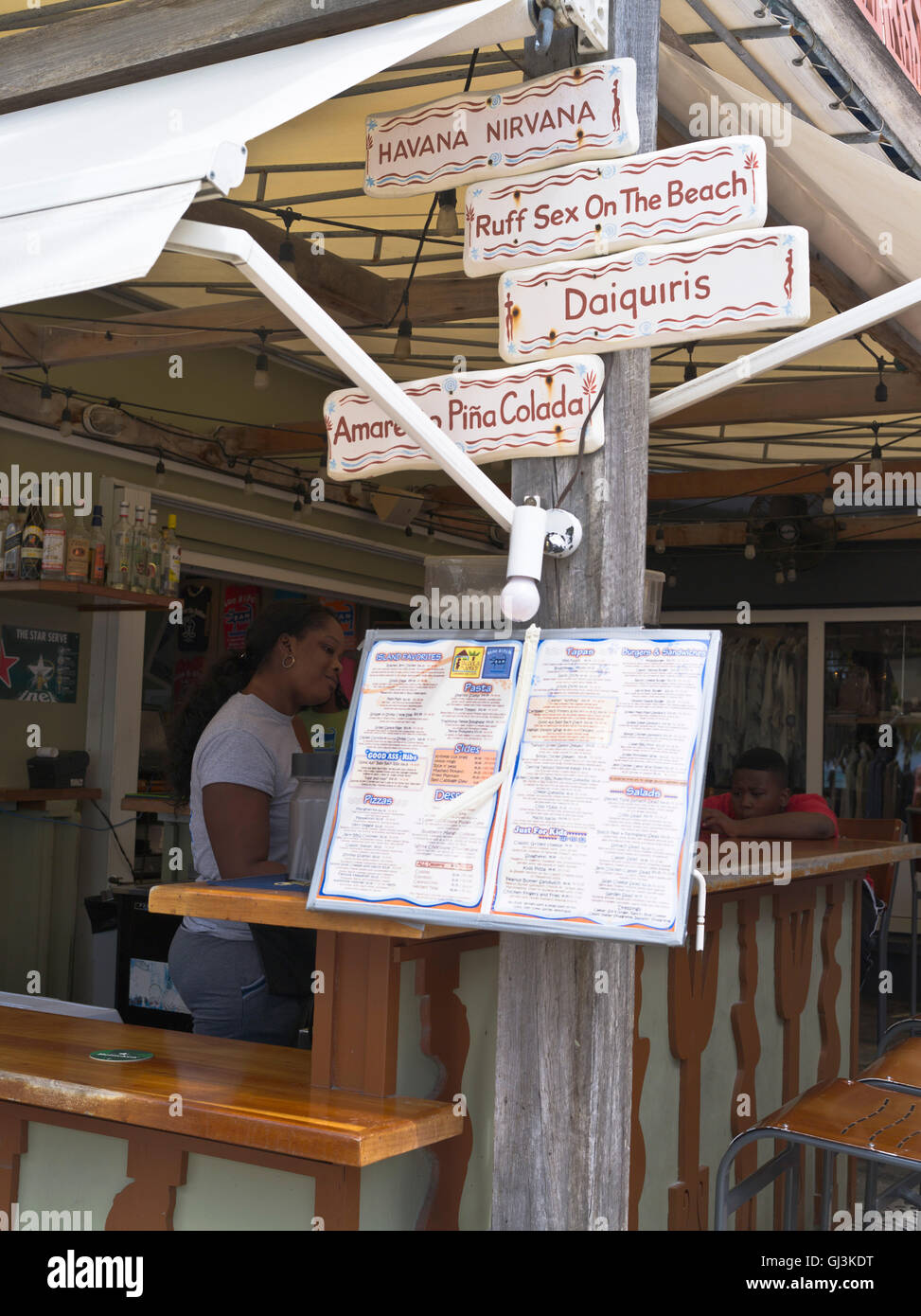 dh Philipsburg St. MAARTEN Karibik West Indies Bar Getränkekarte Stockfoto