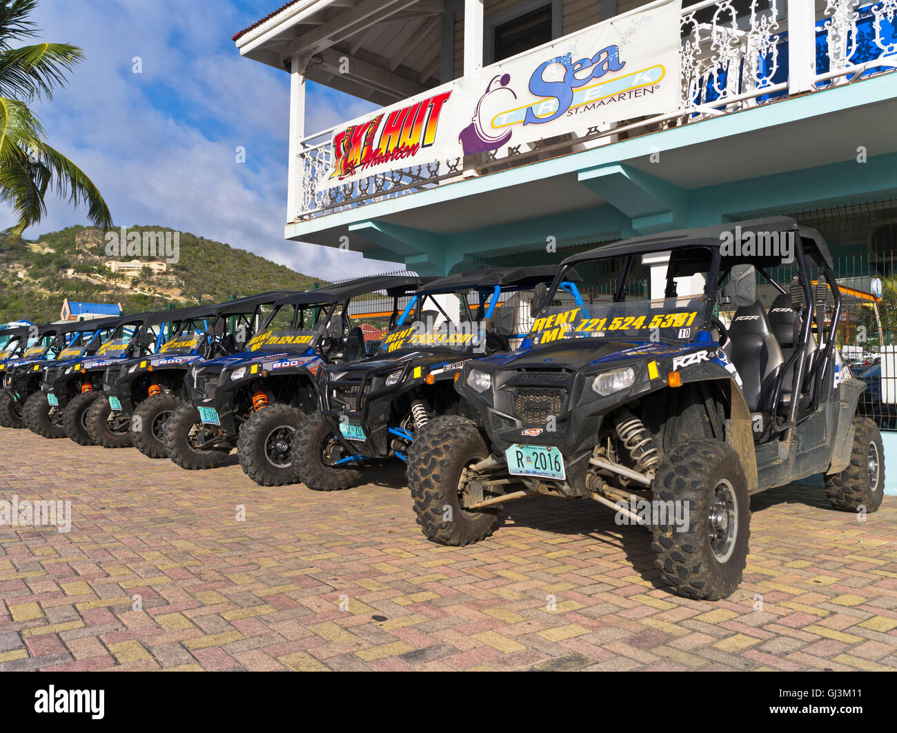 dh Philipsburg St. MAARTEN Karibik? Moke Autos Stockfoto