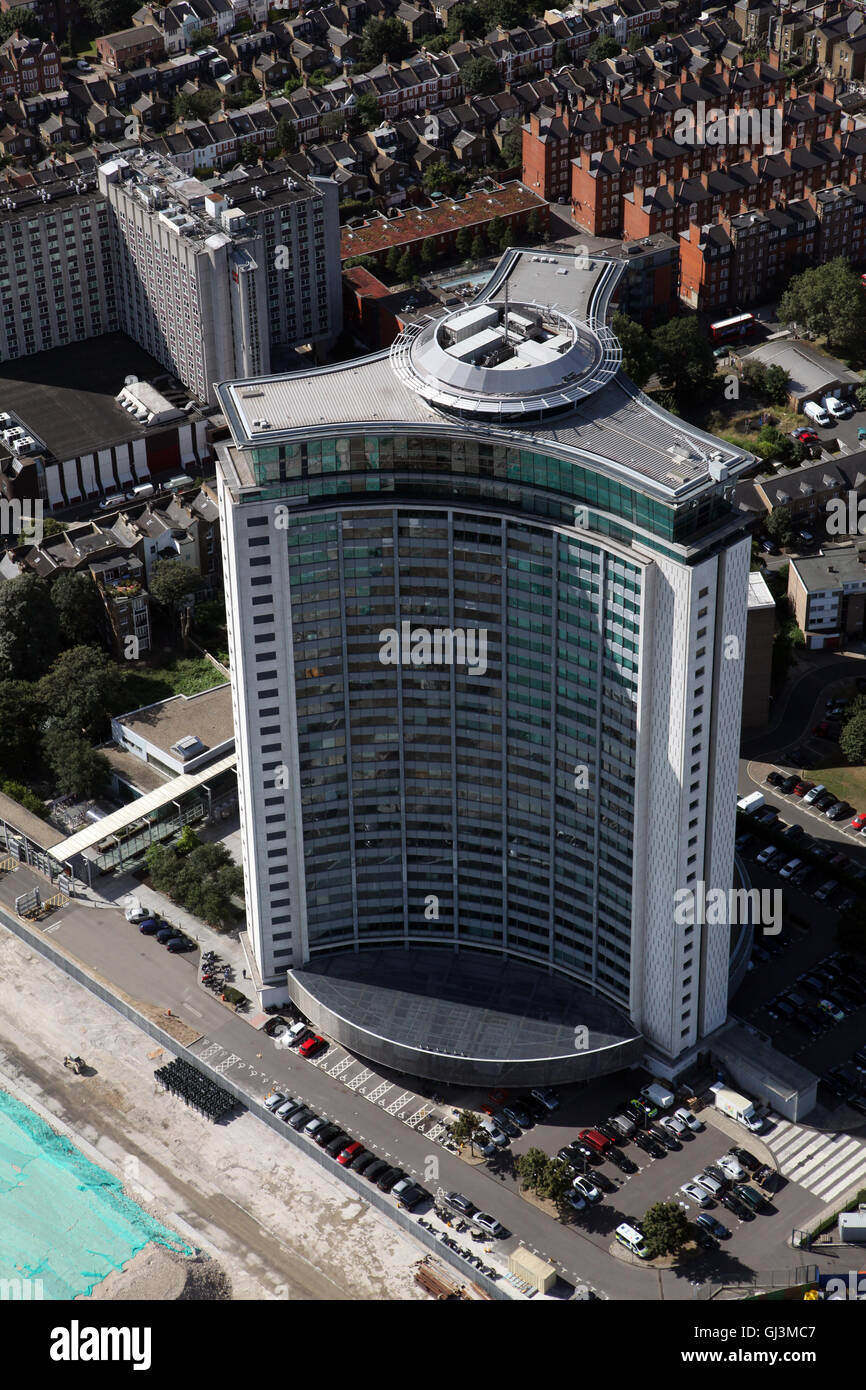 Luftbild von der Kaiserin-State-Building in Olympia, Earls Court, London, UK Stockfoto