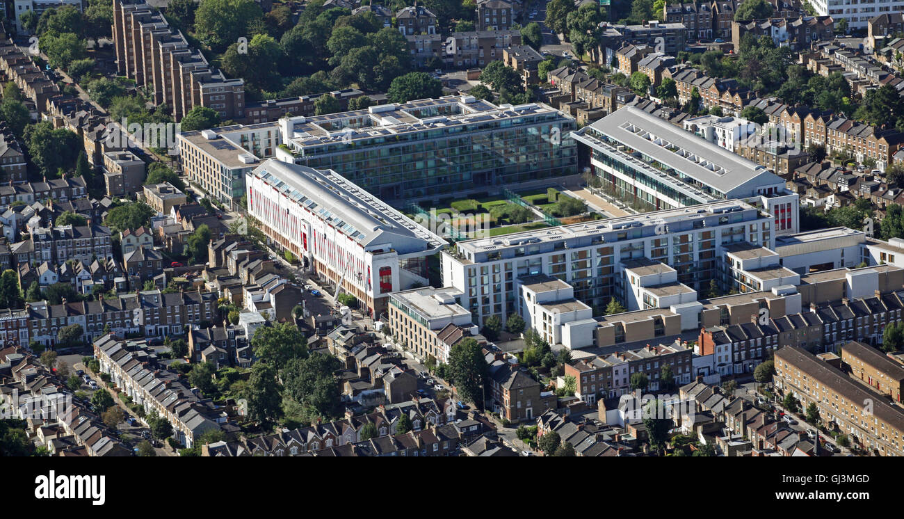 Luftaufnahme des Highbury Square Entwicklung, ehemalige Heimat von Arsenal FC, London N5 Stockfoto