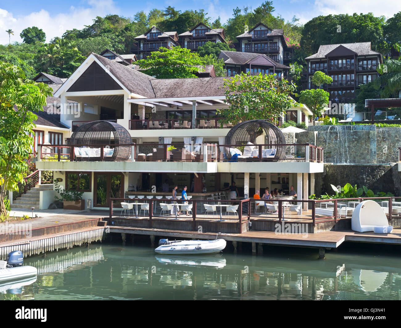 Dh Marigot Hafen St. Lucia KARIBIK Capella Hotel Karibik luxus Unterkunft Restaurant Holiday Stockfoto