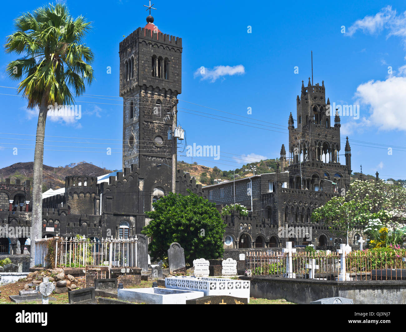 dh Kingstown St. VINCENT karibischen St Marys katholische Kathedrale und St Georges Friedhof Stockfoto