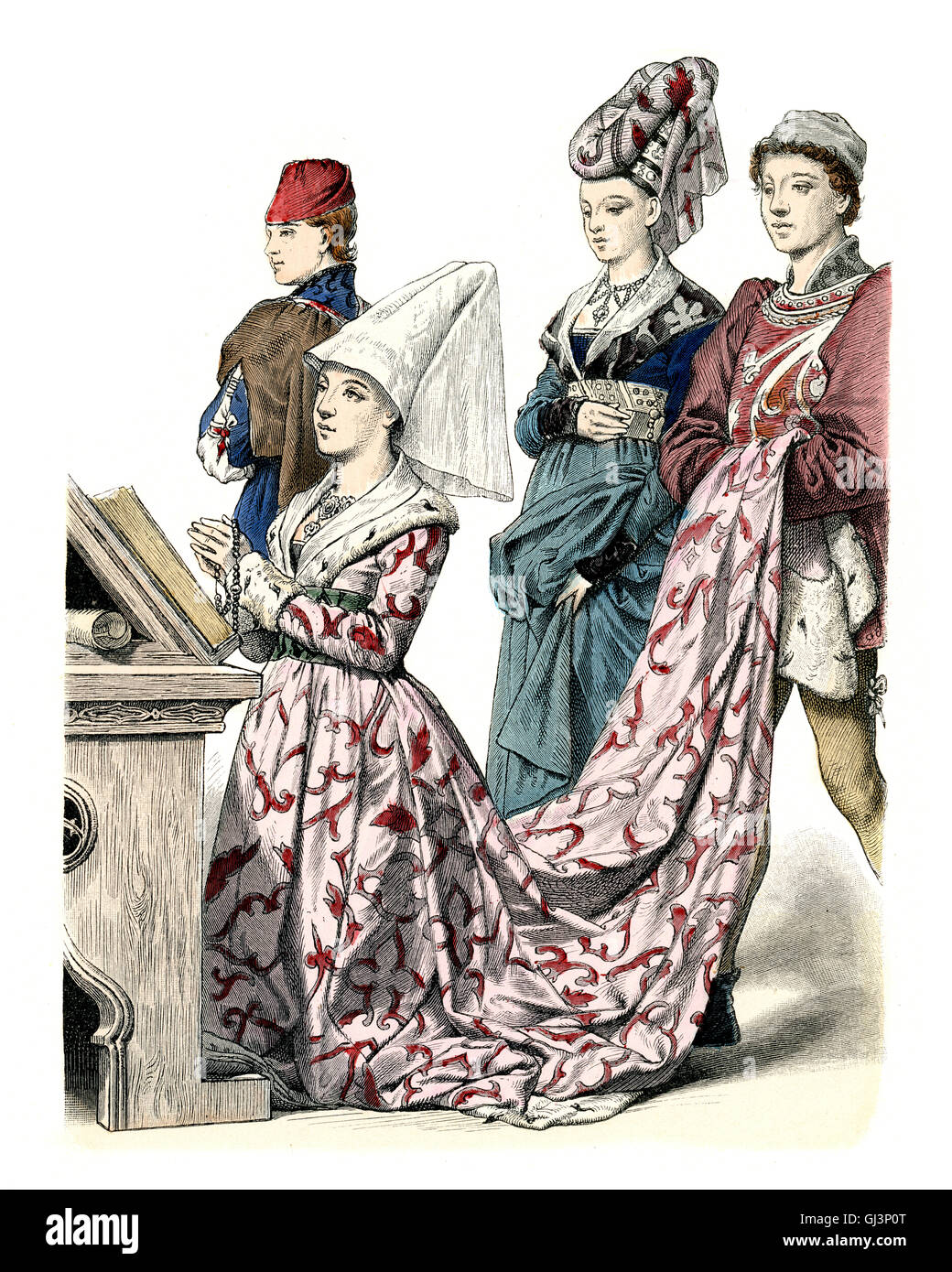 Mittelalterliche Mode burgundischen adligen Damen von der Mitte des 15. Jahrhunderts