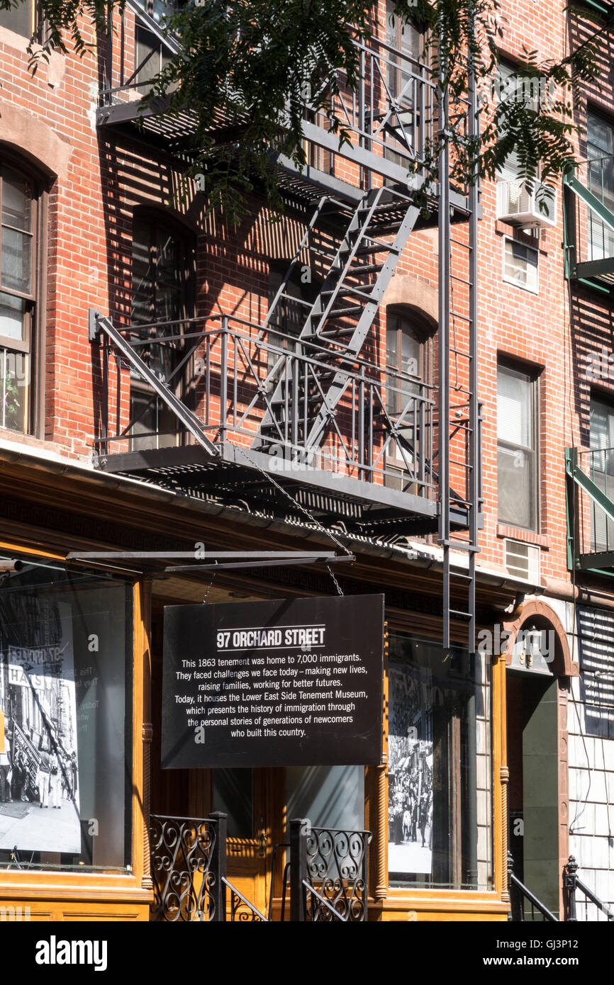 Die Lower East Side Tenement Museum, 97 Orchard Street, NYC Stockfoto