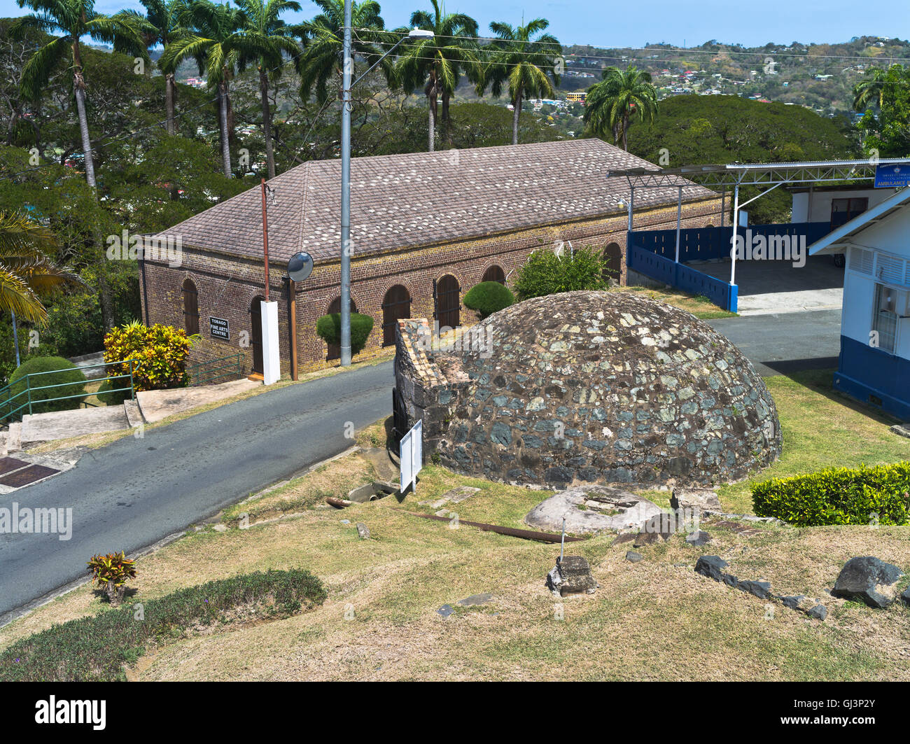 dh Scarborough TOBAGO Karibik Fort George Bell Tank unterirdische Zisterne 35000 Gallonen Wasserbehälter Stockfoto