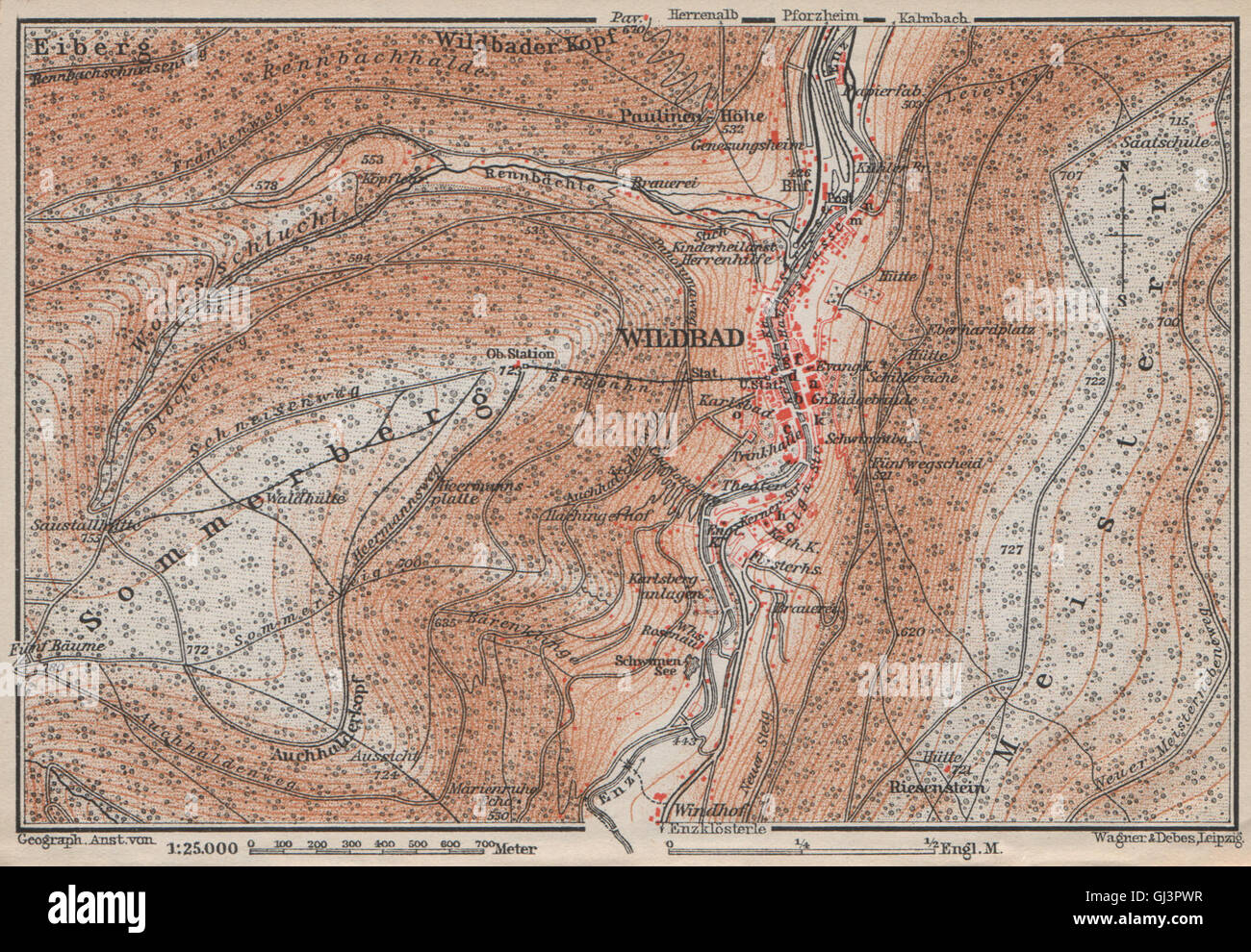 BAD WILDBAD & Umgebung/Umgebung. Sommerberg. Baden-Württemberg Karte