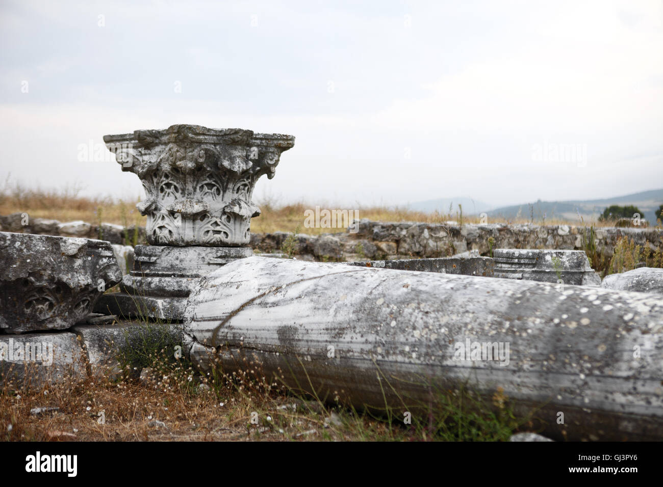 Griechischen und römischen Ruinen bei Amfipolis archäologische Stätte. Amfipoli, Griechenland Stockfoto