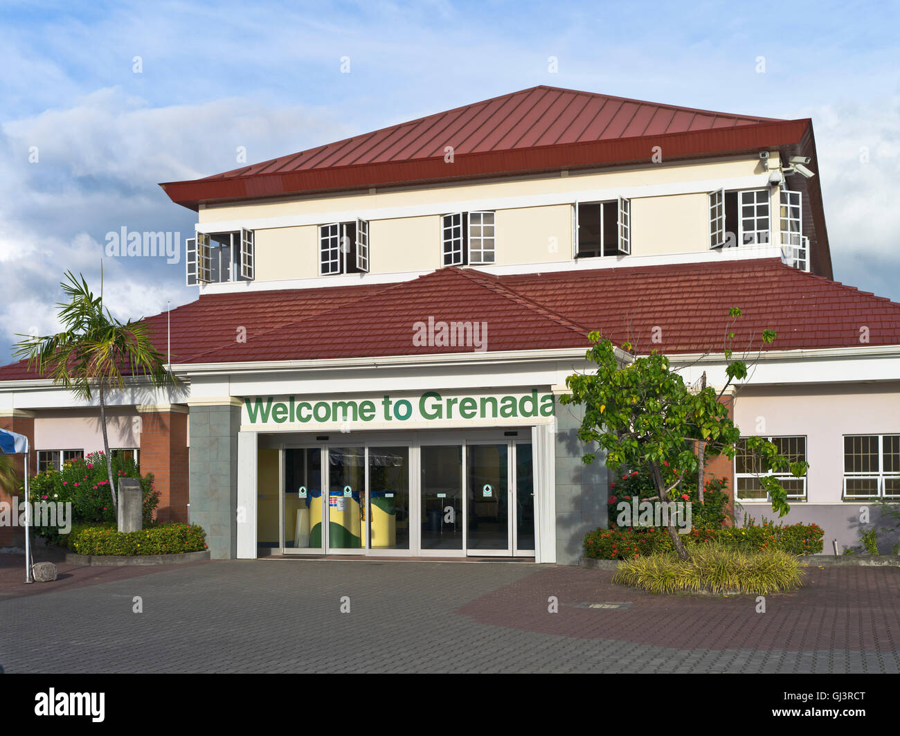 dh St George GRENADA CARIBBEAN Willkommen in Grenada Cruise Port terminal Stockfoto