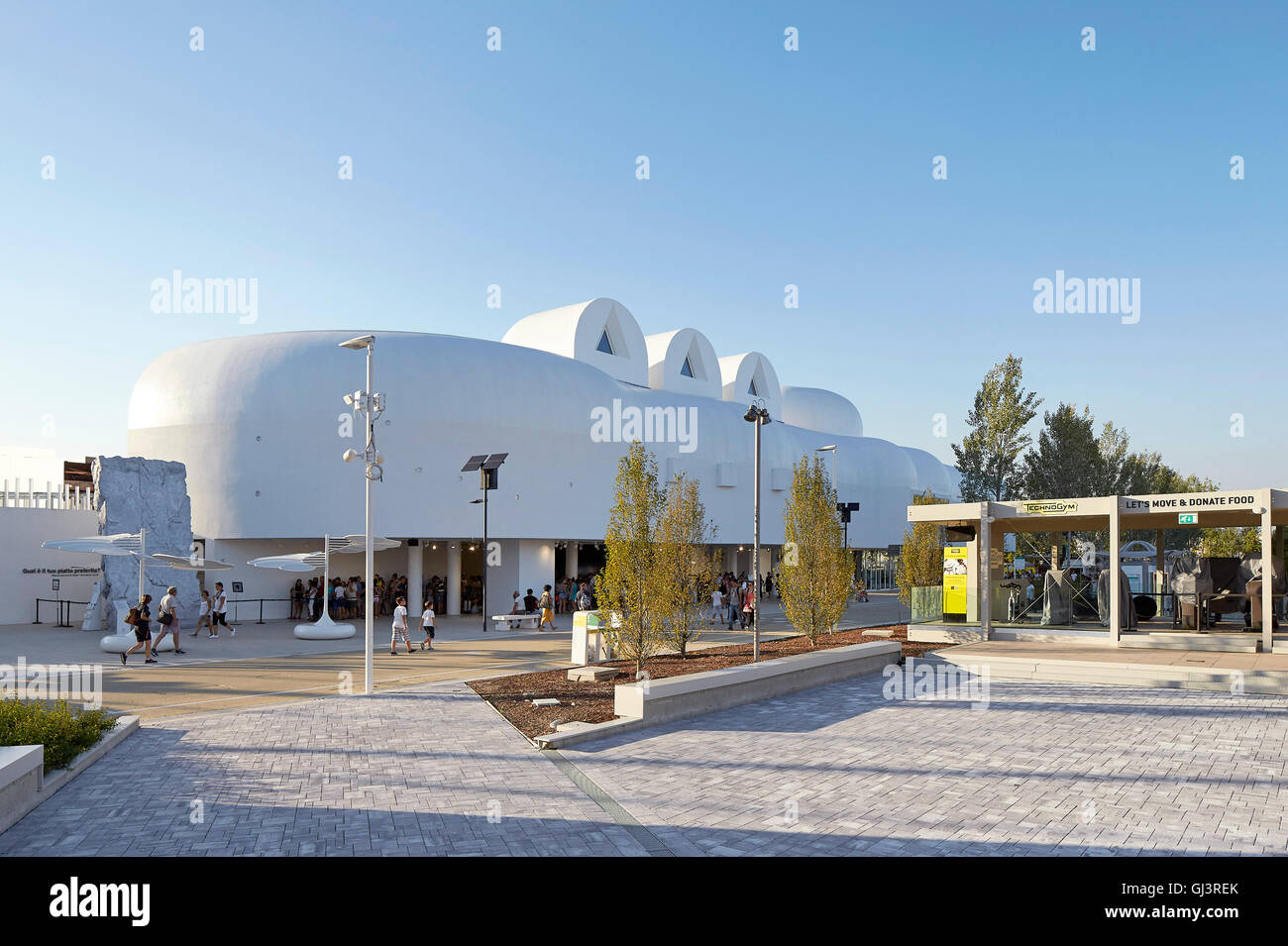 Eingang mit Zusammenhang mit EXPO-Pavillon. Mailand EXPO 2015, Korea Pavillon, Mailand, Italien. Architekt: BCHO Architekten, 2015. Stockfoto