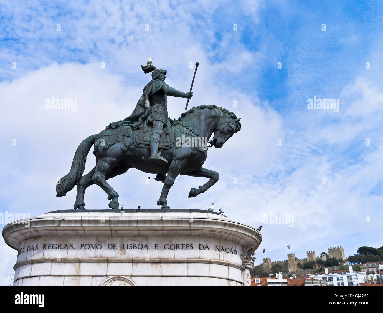 dh Praça da Figueira Lissabon PORTUGAL Statue von König John Statue König Dom Joao ich Stockfoto