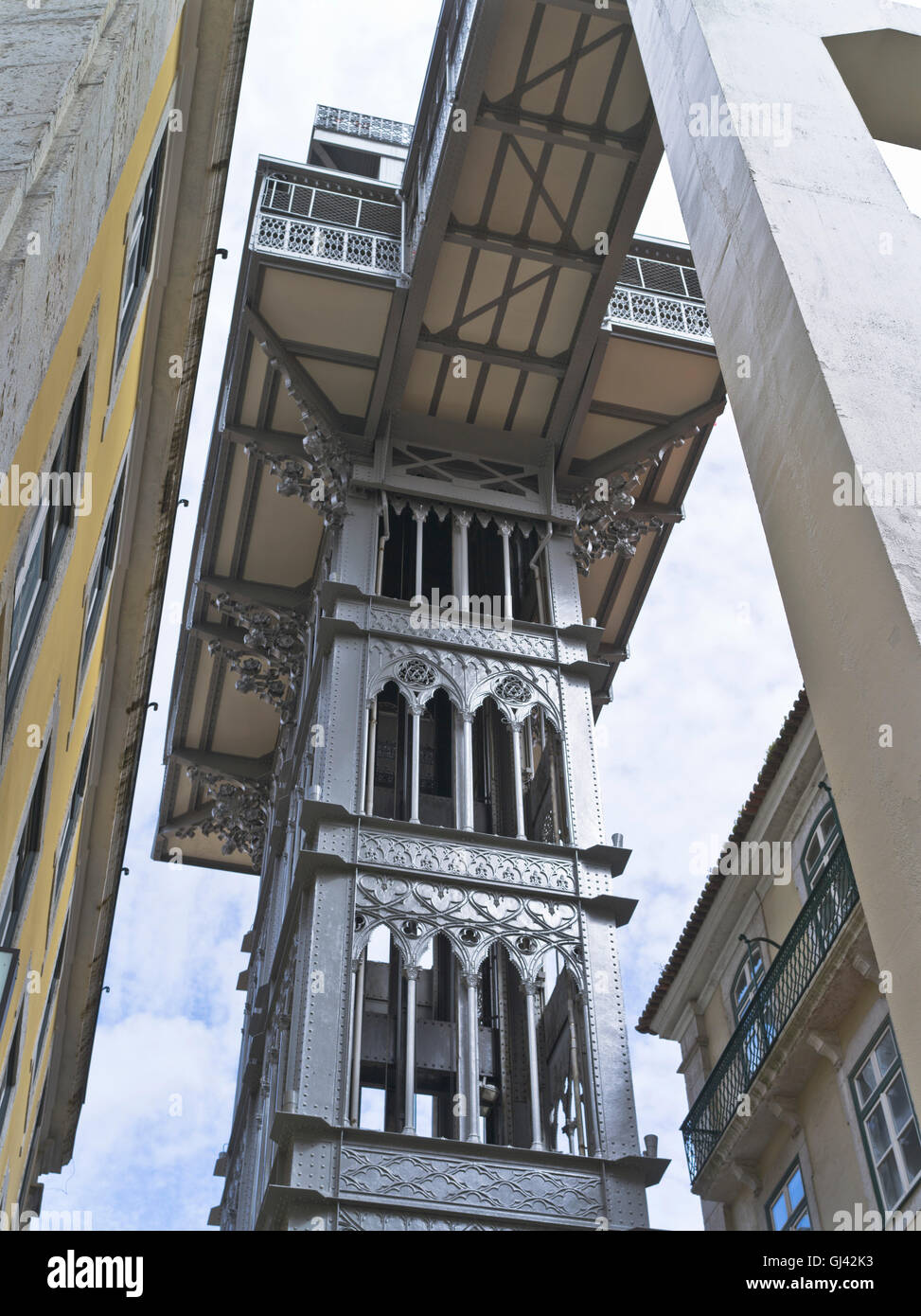 dh Aufzug De Santa Justa Lissabon PORTUGAL Santa Justa Aufzug Aufzug Turm Stockfoto