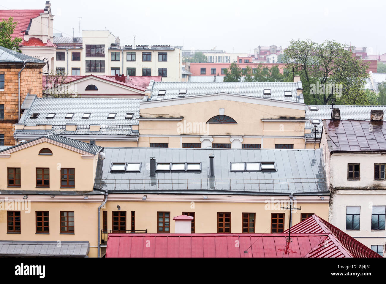 auf der Dachterrasse Blick Panorama mit alten klassischen Stadtarchitektur Stockfoto