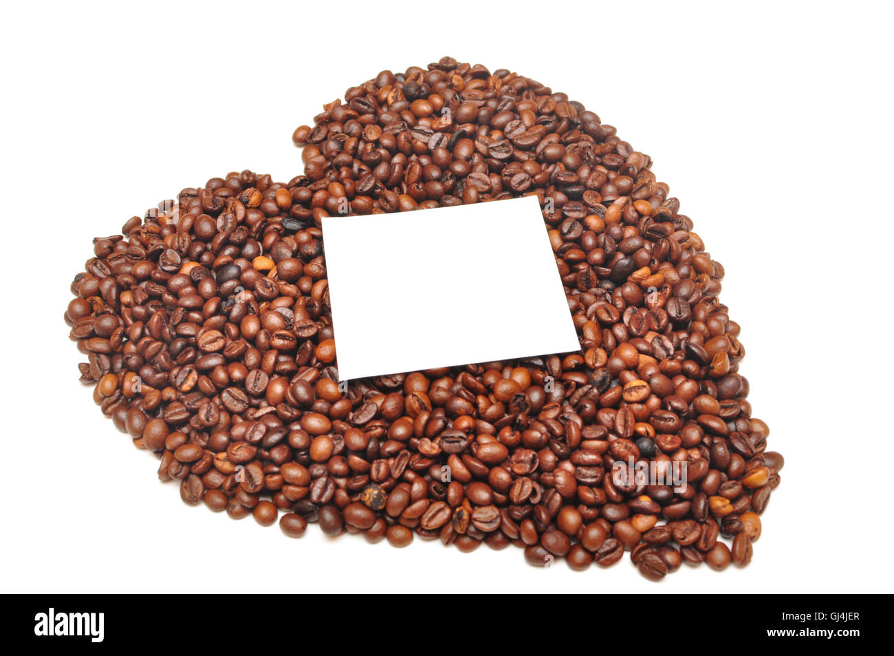 Kaffeebohnen in Form von Herzen Stockfoto