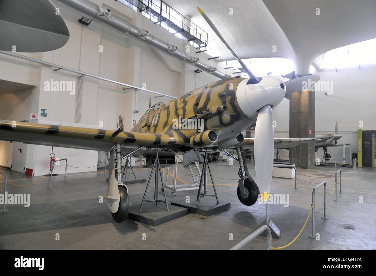 Mailand (Italien), Nationalmuseum der Wissenschaft und Technik Leonardo Da Vinci; Luftfahrt-Abschnitt; Jagdflugzeug des zweiten Weltkriegs Macchi 205 Stockfoto