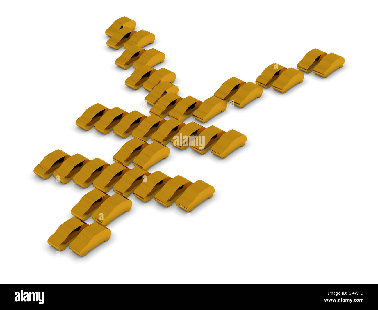 Goldene Autos Yen-Symbol Stockfoto