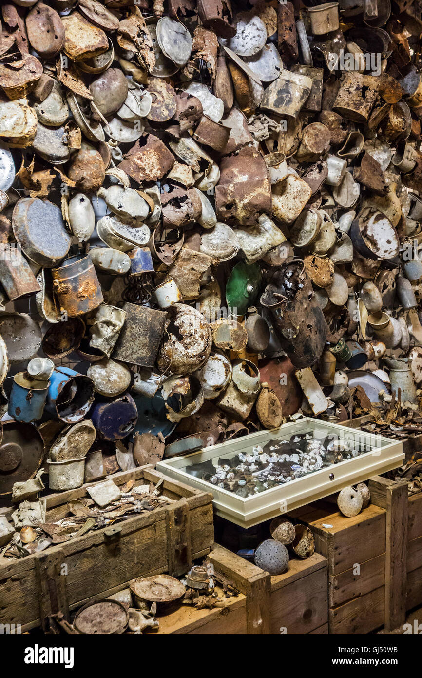 WWI Erkenntnisse bei der Romagne 14 18, Erster Weltkrieg Museum in Romagne-Sous-Montfaucon, Lothringen, Frankreich Stockfoto