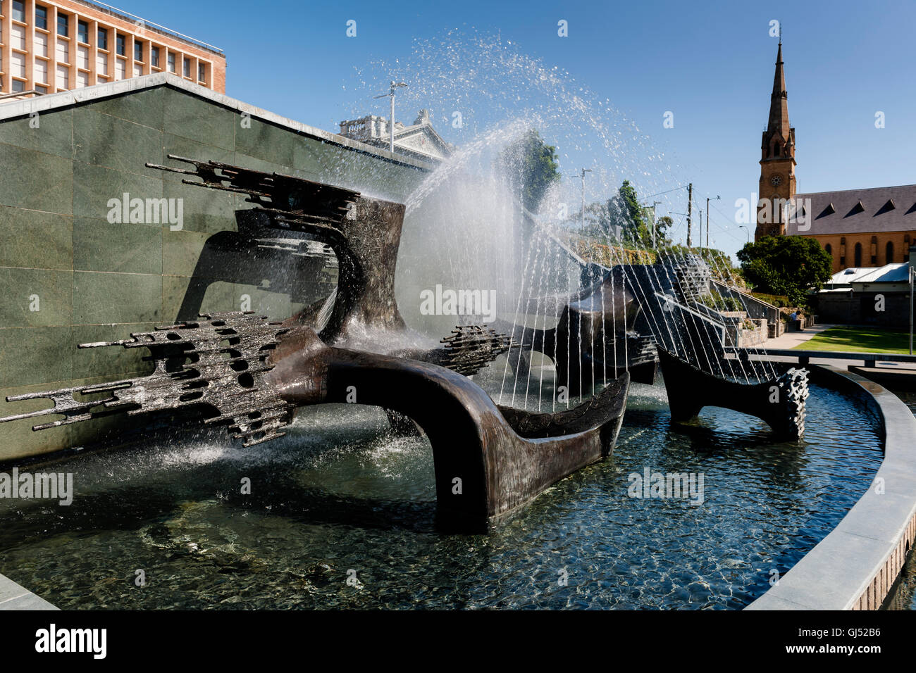 Captain Cook Memorial Fountain in Newcastle, New South Wales, Australien. Stockfoto