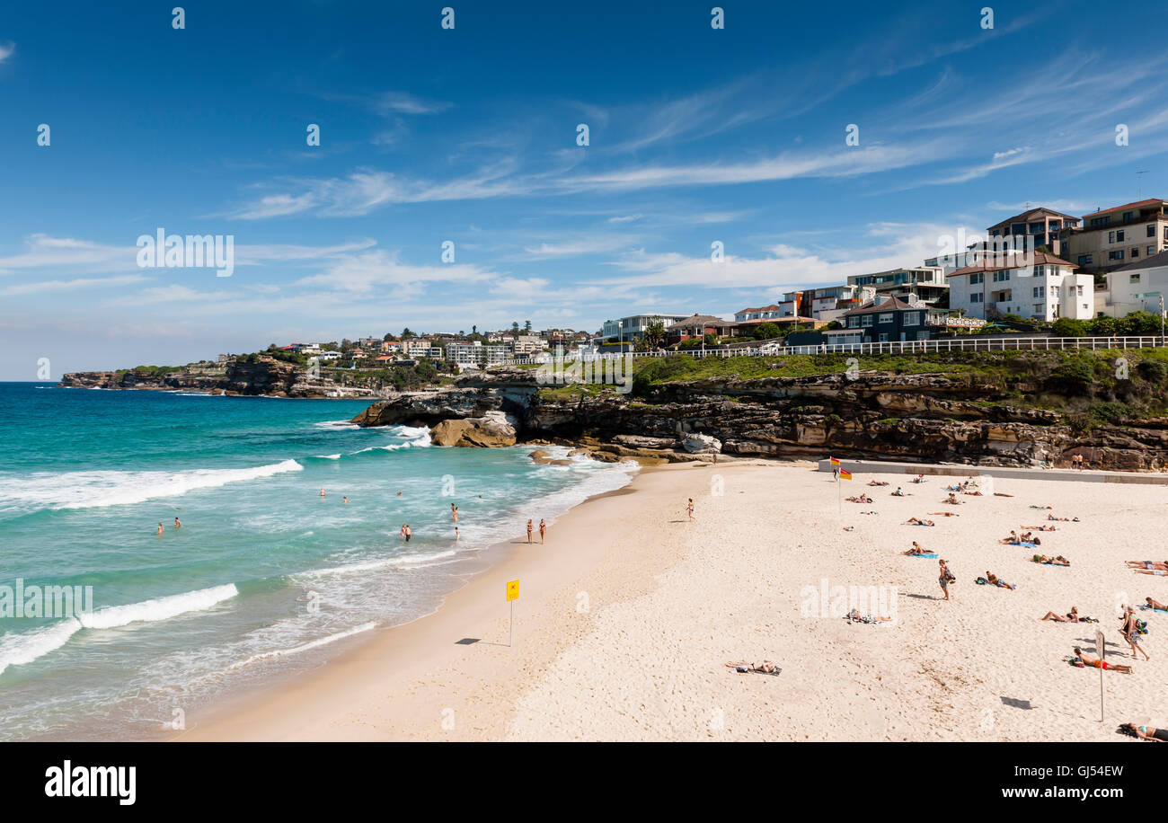 Blick auf Tamarama Beach in Sydney. Stockfoto