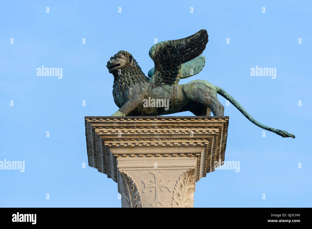 Bronzestatue von der Löwe von San Marco (San Marco), St. Markus Platz Venedig Stockfoto