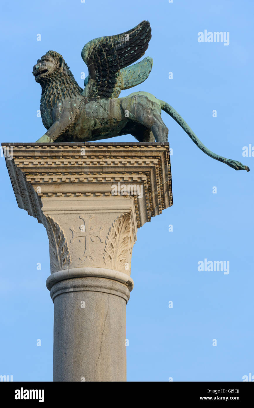 Bronzestatue von der Löwe von San Marco (San Marco), St. Markus Platz Venedig Stockfoto