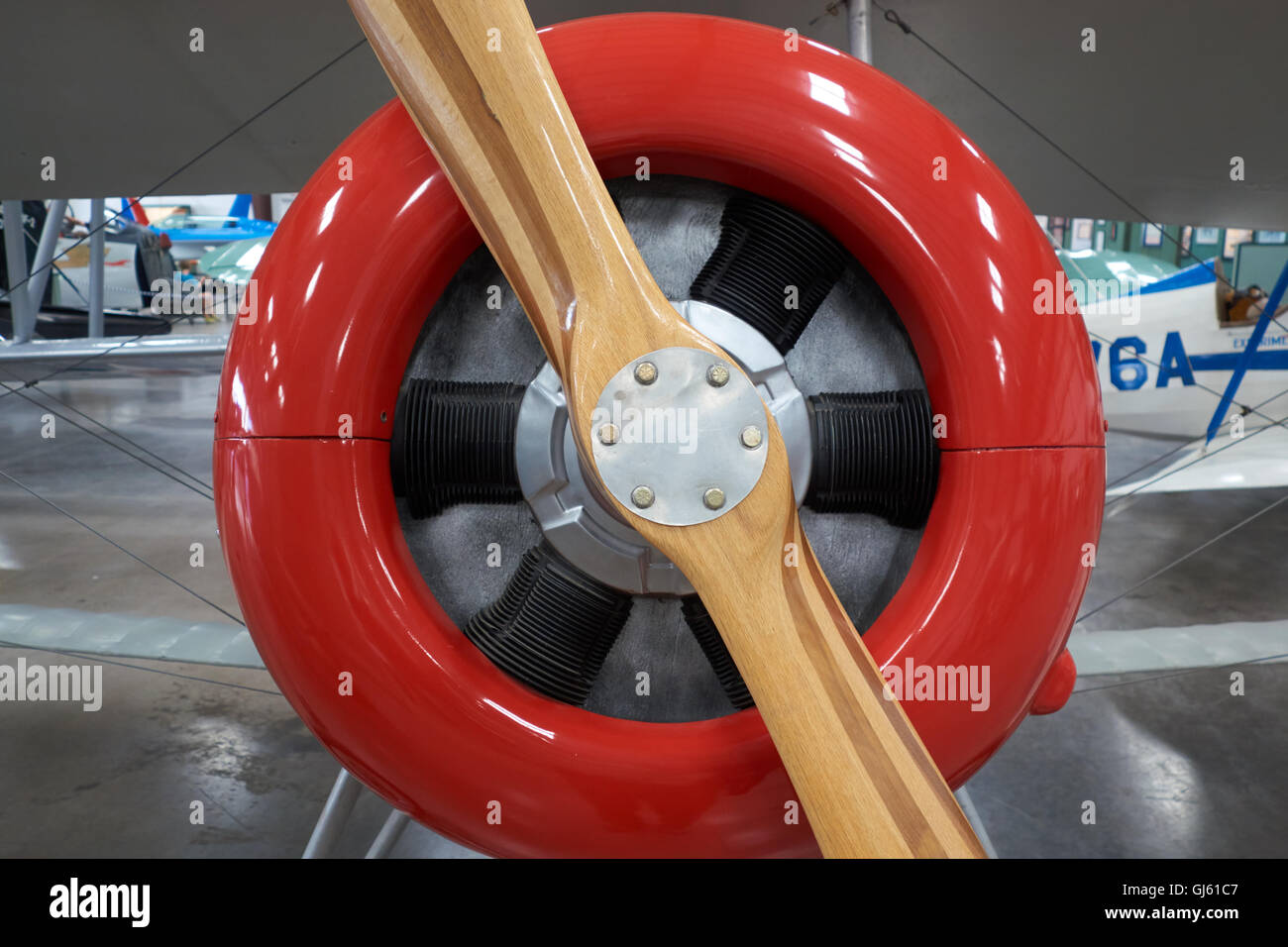 Nahaufnahme der hölzernen Propeller auf Oldtimer-Flugzeuge. USA Stockfoto
