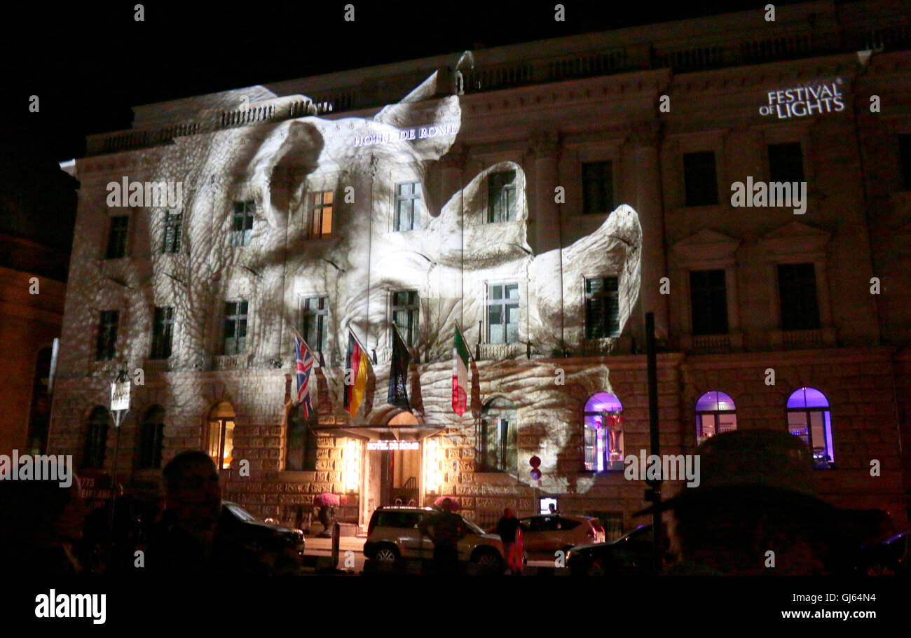Hotel de Rome, Bebelplatz - Festival der Lichter 2014, 17. Oktober 2014, Berlin. Stockfoto